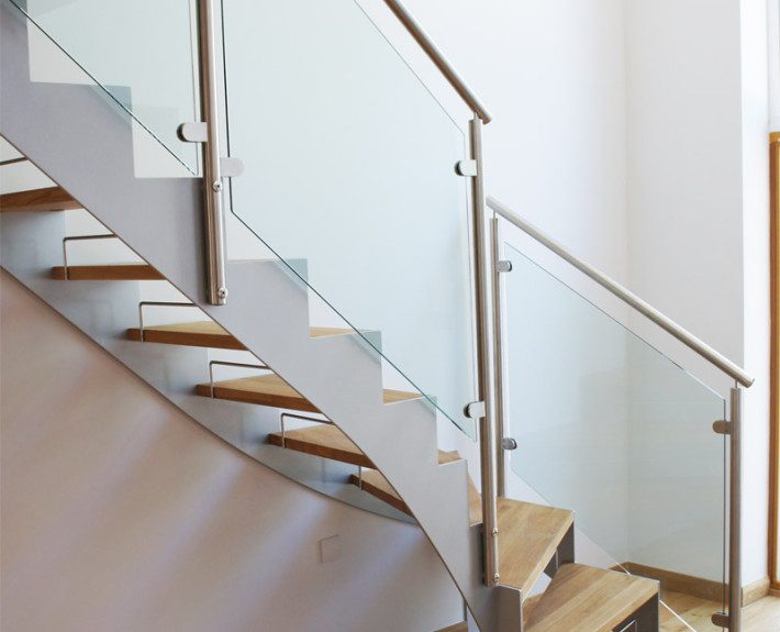 Bespoke Staircase Staines in a quarter turn steel and timber design.