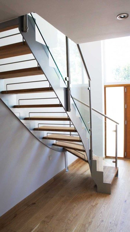 Bespoke Staircase Staines In A Quarter Turn Steel And Timber Design.