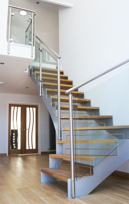 Bespoke Staircase Staines in a quarter turn steel and timber design.