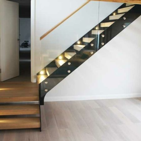 Bespoke Staircase Godalming with Oak Treads & Glass Balustrade