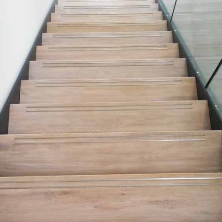 Bespoke Staircase Rickmansworth with oak treads with stainless steel ...