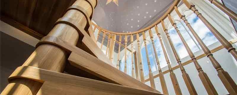 spiral stair with oak treads, centre column and spindles