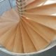 looking down on beech spiral staircase with stainless handrail