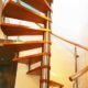 underside of timber tread spiral stair with open risers