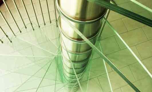 glass steps on a spiral staircase