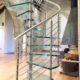 stainless steel balustrade on a glass step spiral stair