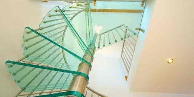 glass platform of a spiral staircase