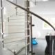 curved acrylic glass panels on modern spiral staircase