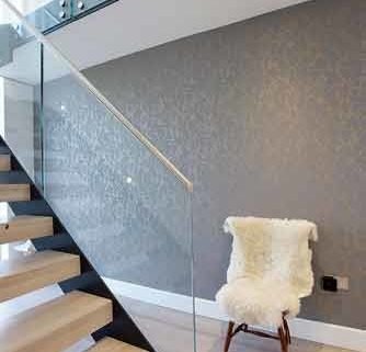 bottom part of glass balustrade on a staircase