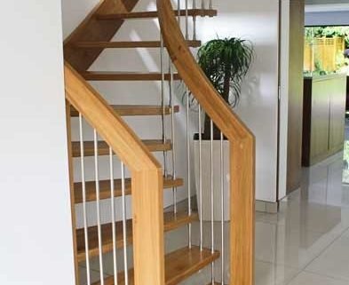 wooden stair with open risers