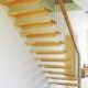 view from rear of floating style wooden staircase