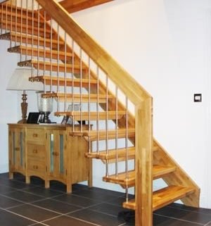 floating straight flight stair