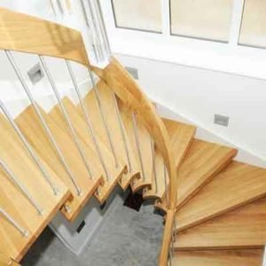 twisting oak staircase in oak