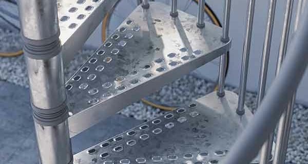 close up of steps of the exterior zink spiral stair
