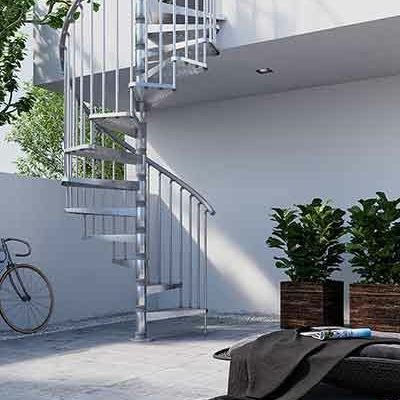 Outdoor kit spiral staircase - the Exterior-Zink-Spiral-Staircase