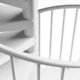 close up of a white spiral stair handrail and steps