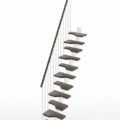 Mini straight flight render with dark timber treads and white steel - a white background