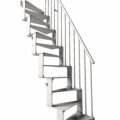 white render of a space saving stair with a white rear