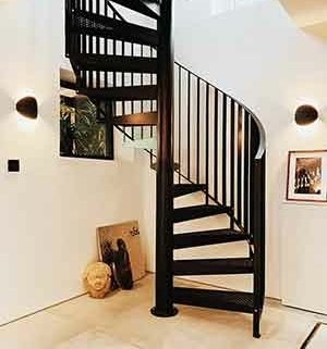 black domestic spiral with steel steps