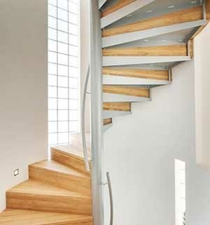 house spiral with a curved wall and closed steps