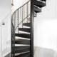 mini spiral stair with steel steps and spindles