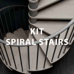 looking down on a kit spiral stair with wooden steps