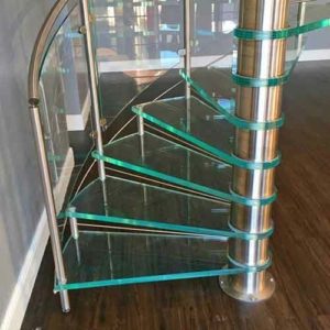 close up of glass treads on a model 76 spiral staircase