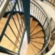plan shot of a spiral stair with timber treads
