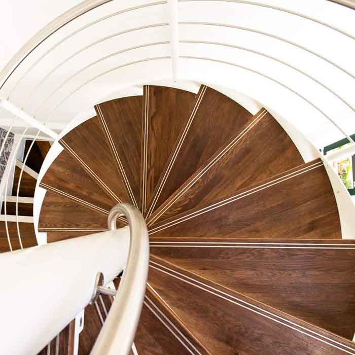 walnut step spiral stair