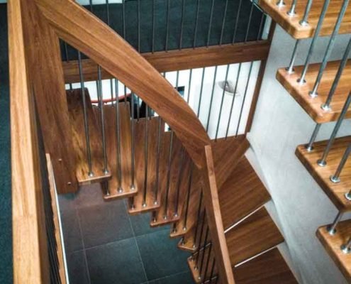 two turning staircase in oak in a house