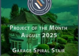 visual of our spiral stair project of the month for August 2025