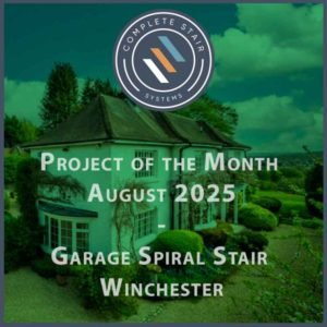 visual of our spiral stair project of the month for August 2025