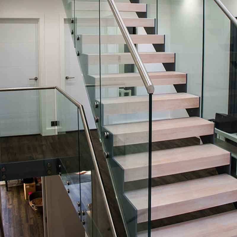 freestanding straight flight stair with open risers