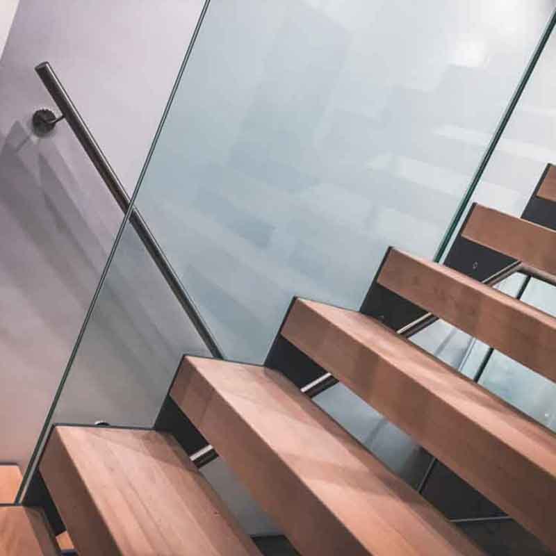wooden step stair with open risers