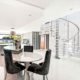 transparent spiral stair in a kitchn