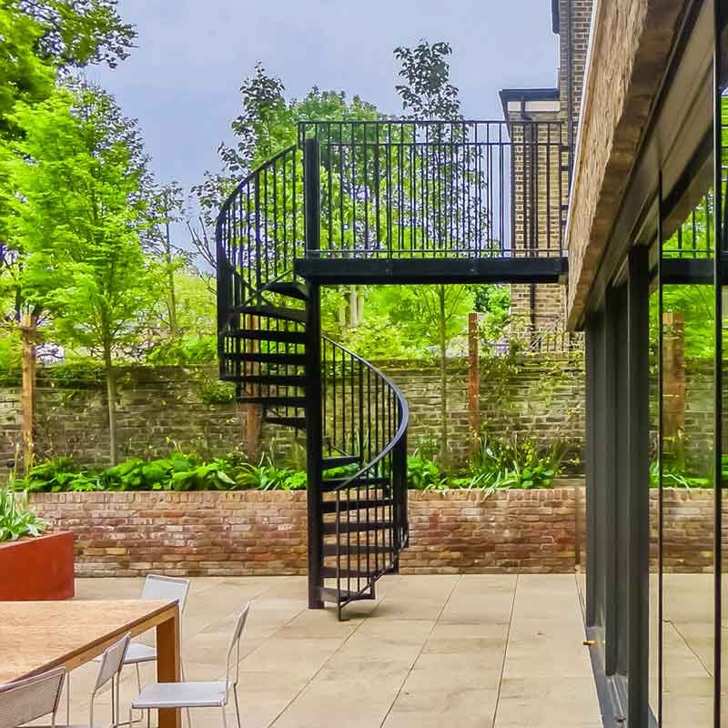 Outdoor-Spiral-Stair-project-in-Highbury-london-on-a-patio Outdoor-Spiral-Stair-project-in-Highbury-london-on-a-patio