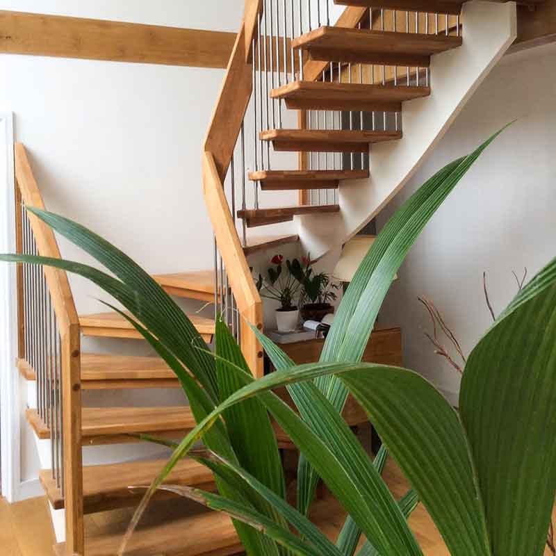 Oak-Staircase-Kingsbridge-with-large-green-plant-in-foreground