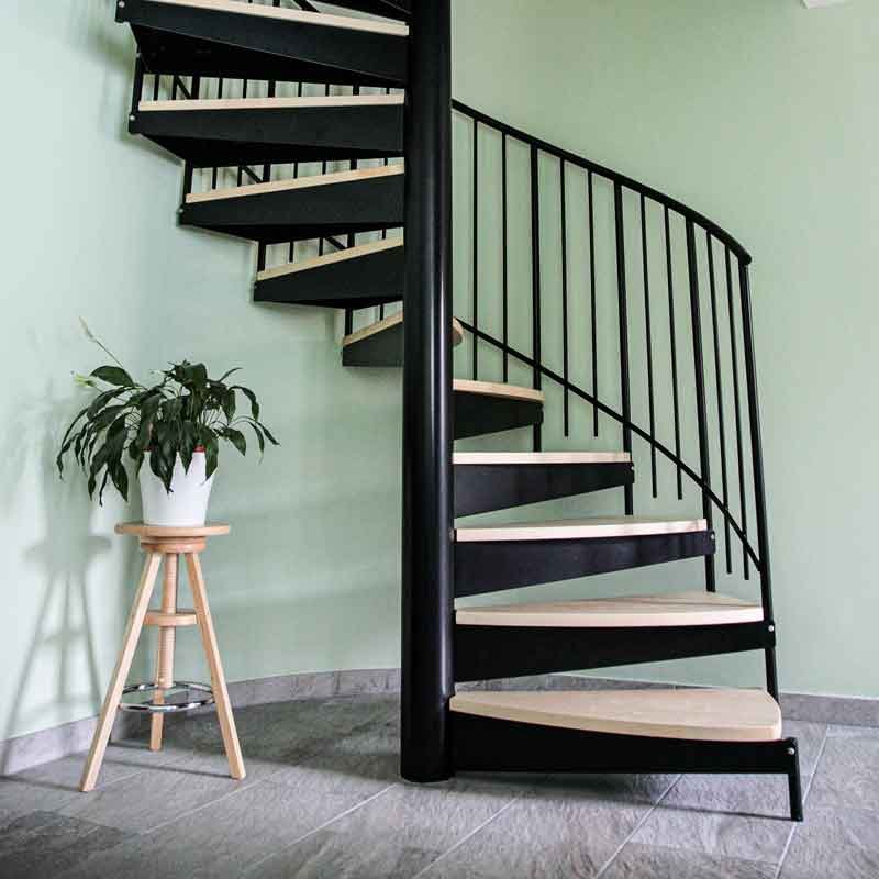 Black-steel-spiral-stair-for-an-oxford-home